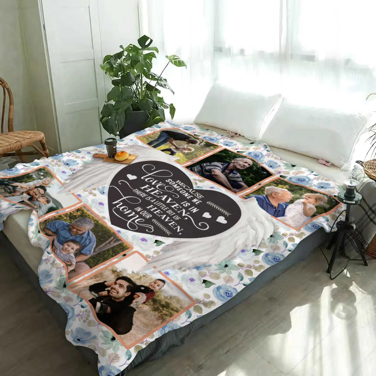 Personalized Memory Photo Collage Blanket Unique Sympathy Gifts, In Loving Memory - Image 2