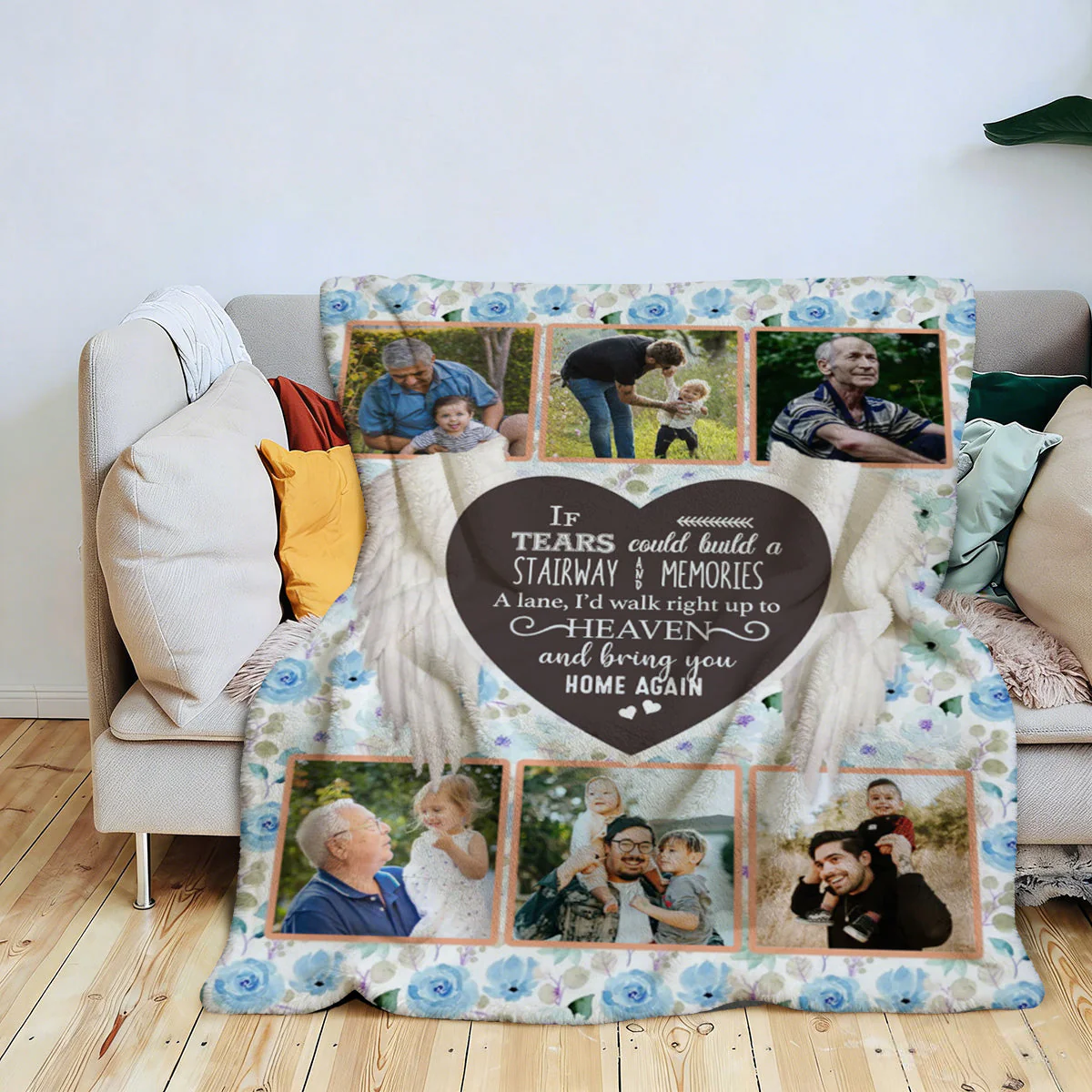 Personalized Memory Photo Collage Blanket Unique Sympathy Gifts, In Loving Memory - Image 3