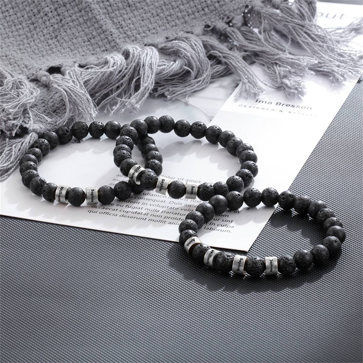 Personalized Men Beaded Bracelet,Custom 1-8 Name - Image 2
