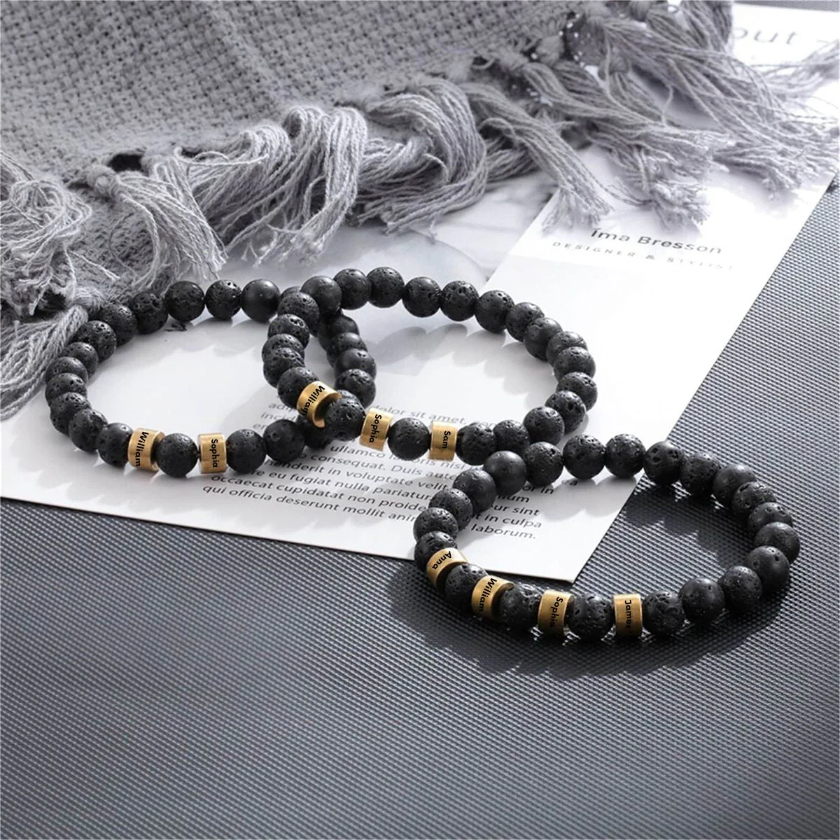 Personalized Men Beaded Bracelet,Custom 1-8 Name - Image 3