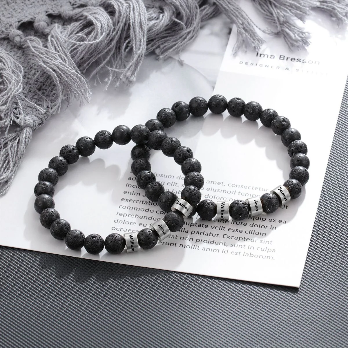 Personalized Men Beaded Bracelet,Custom 1-8 Name - Image 4