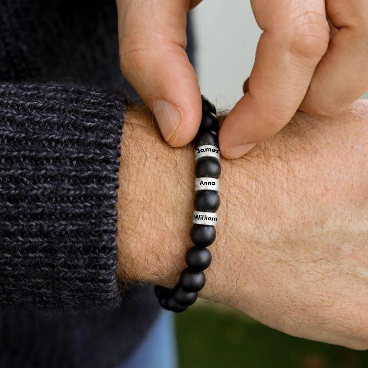 Personalized Men Beaded Bracelet,Custom 1-8 Name - Image 6