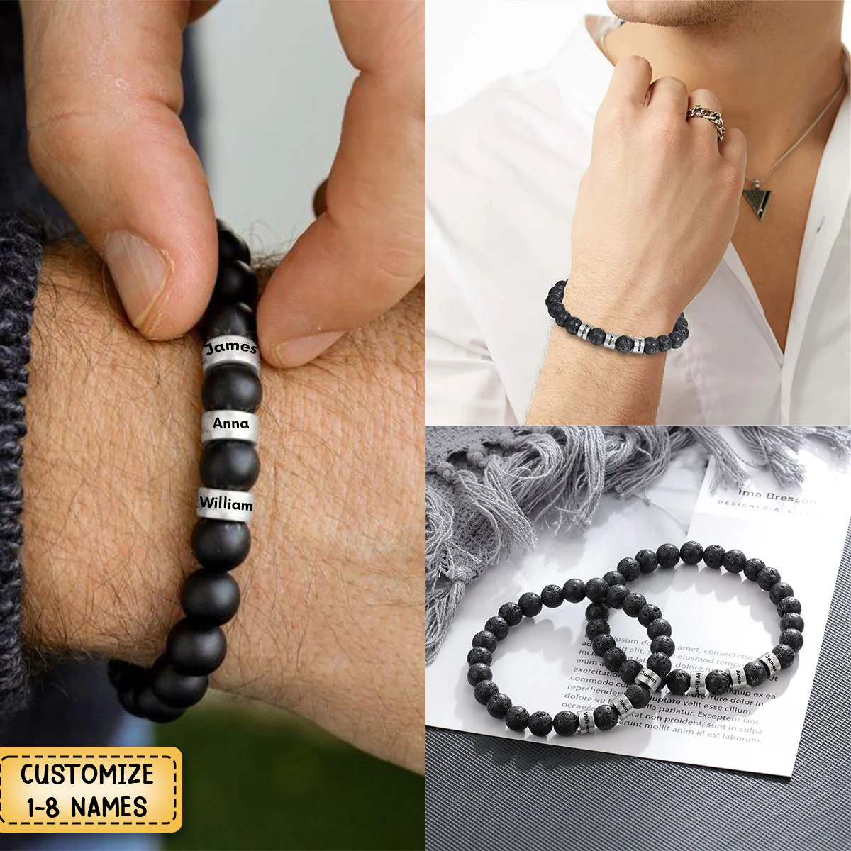 Personalized Men Beaded Bracelet,Custom 1-8 Name - Image 8
