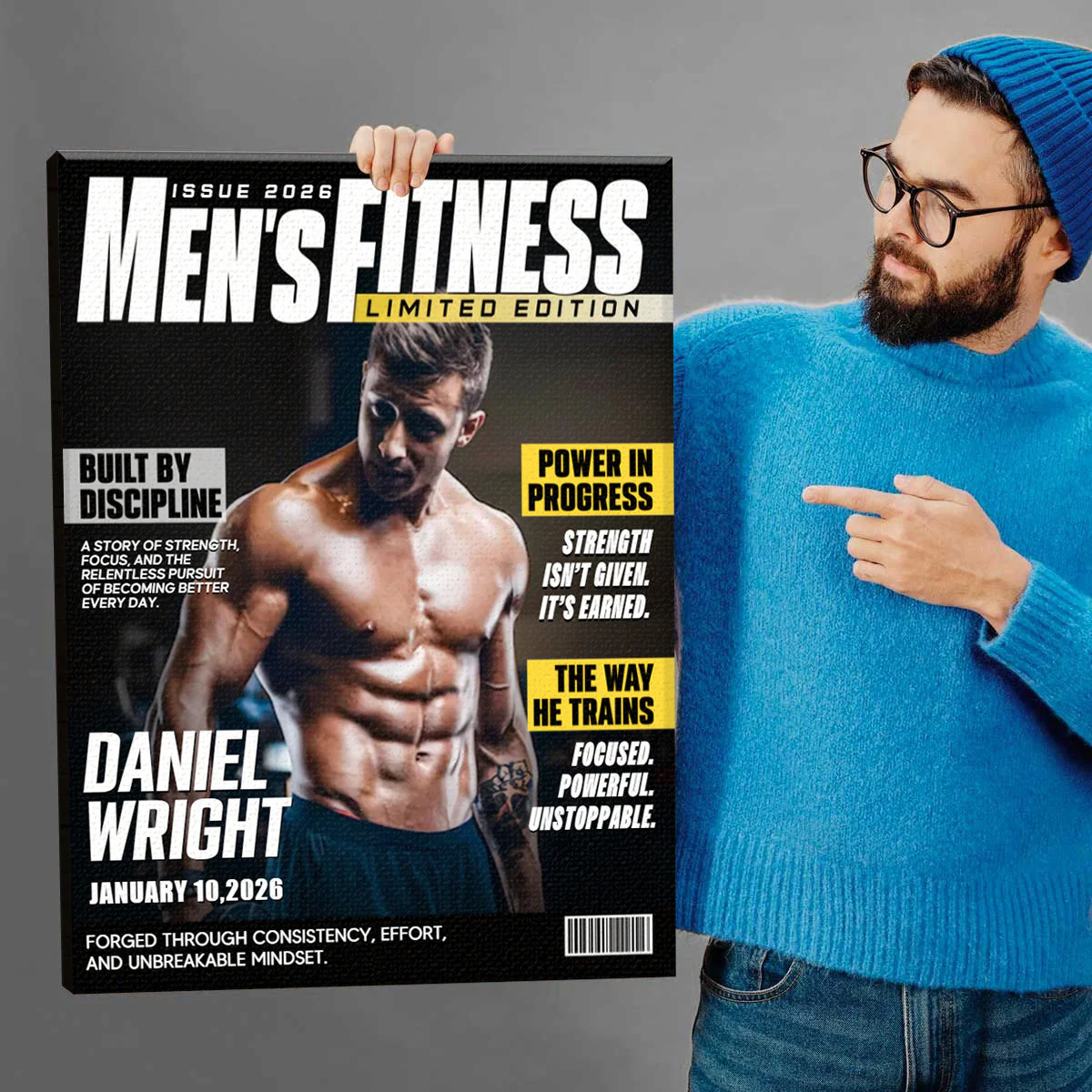 Personalized Men Fitness Magazine Cover, Custom Workout Photo Canvas, Fitness Gift For Him, Gift For Gymer - Image 3