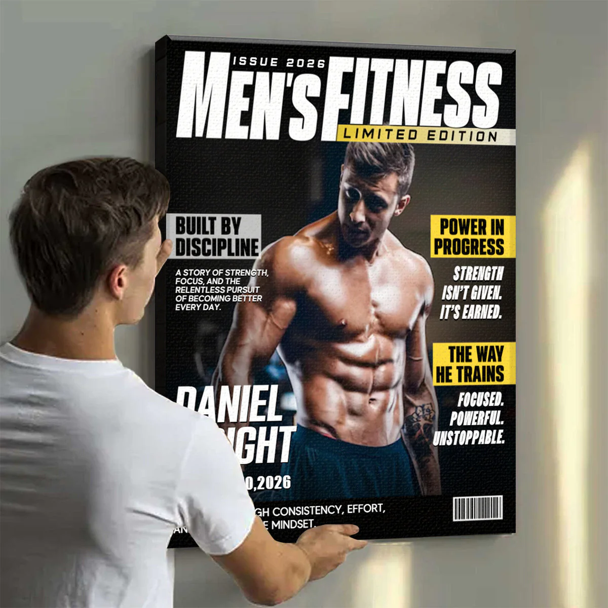 Personalized Men Fitness Magazine Cover, Custom Workout Photo Canvas, Fitness Gift For Him, Gift For Gymer - Image 4