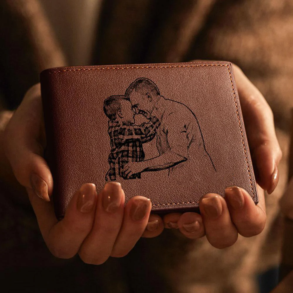Personalized Men's Wallet - Leather Photo Engraved wallet - Image 2