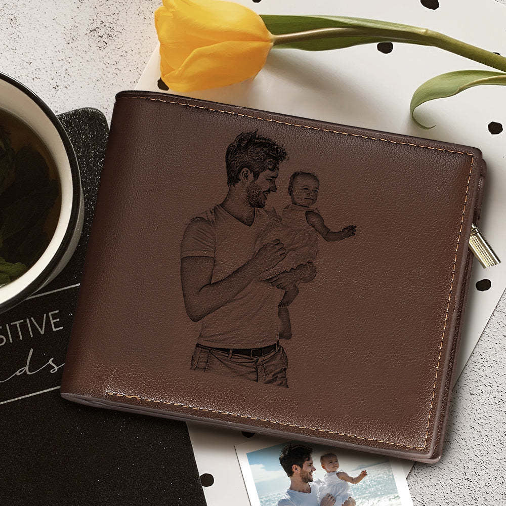 Personalized Men's Wallet - Leather Photo Engraved wallet - Image 4