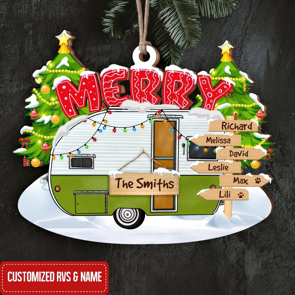 Personalized Merry Christmas Couple Camping Christmas Ornament, Gift For Camping Lover - Image 2