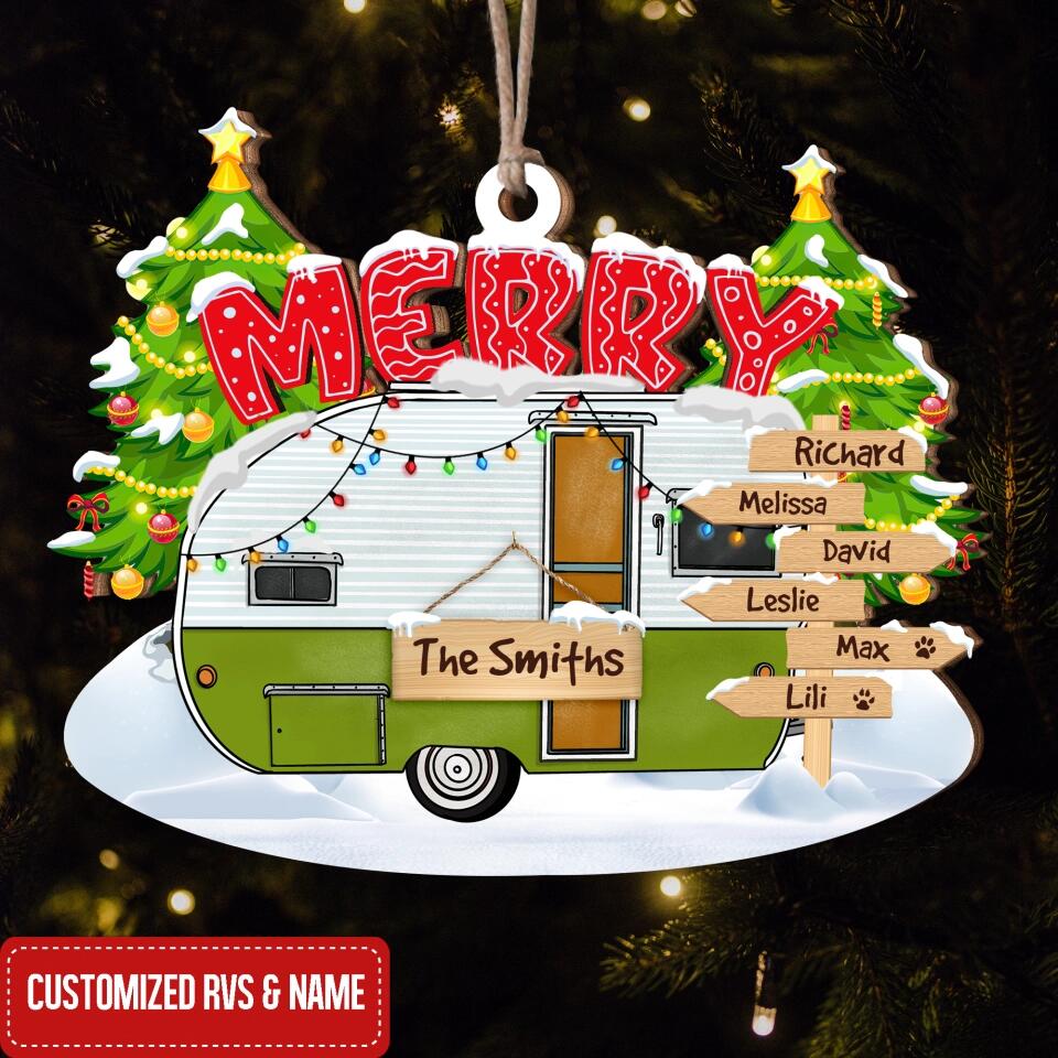 Personalized Merry Christmas Couple Camping Christmas Ornament, Gift For Camping Lover - Image 3