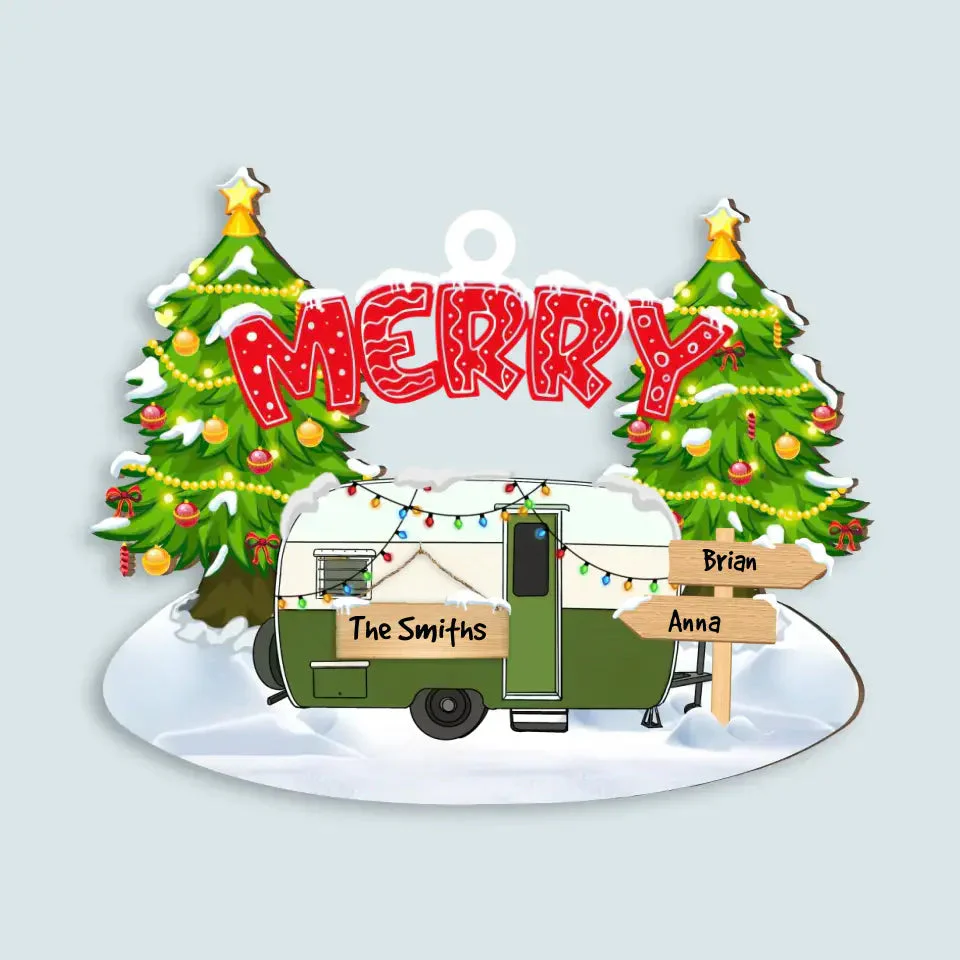Personalized Merry Christmas Couple Camping Christmas Ornament, Gift For Camping Lover - Image 4