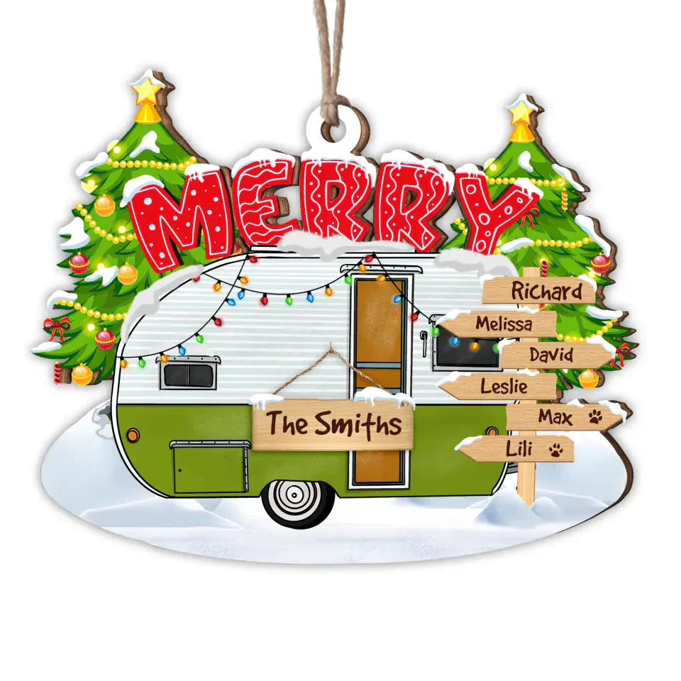 Personalized Merry Christmas Couple Camping Christmas Ornament, Gift For Camping Lover - Image 5