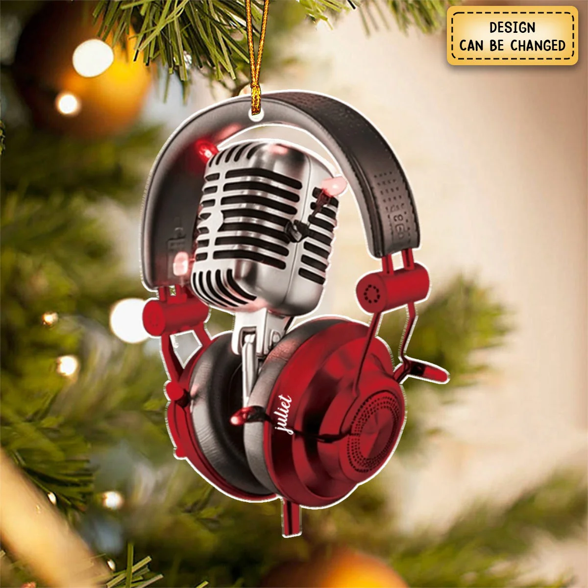 Personalized Microphone Christmas Ornament, Gift For Sing Lover - Image 2