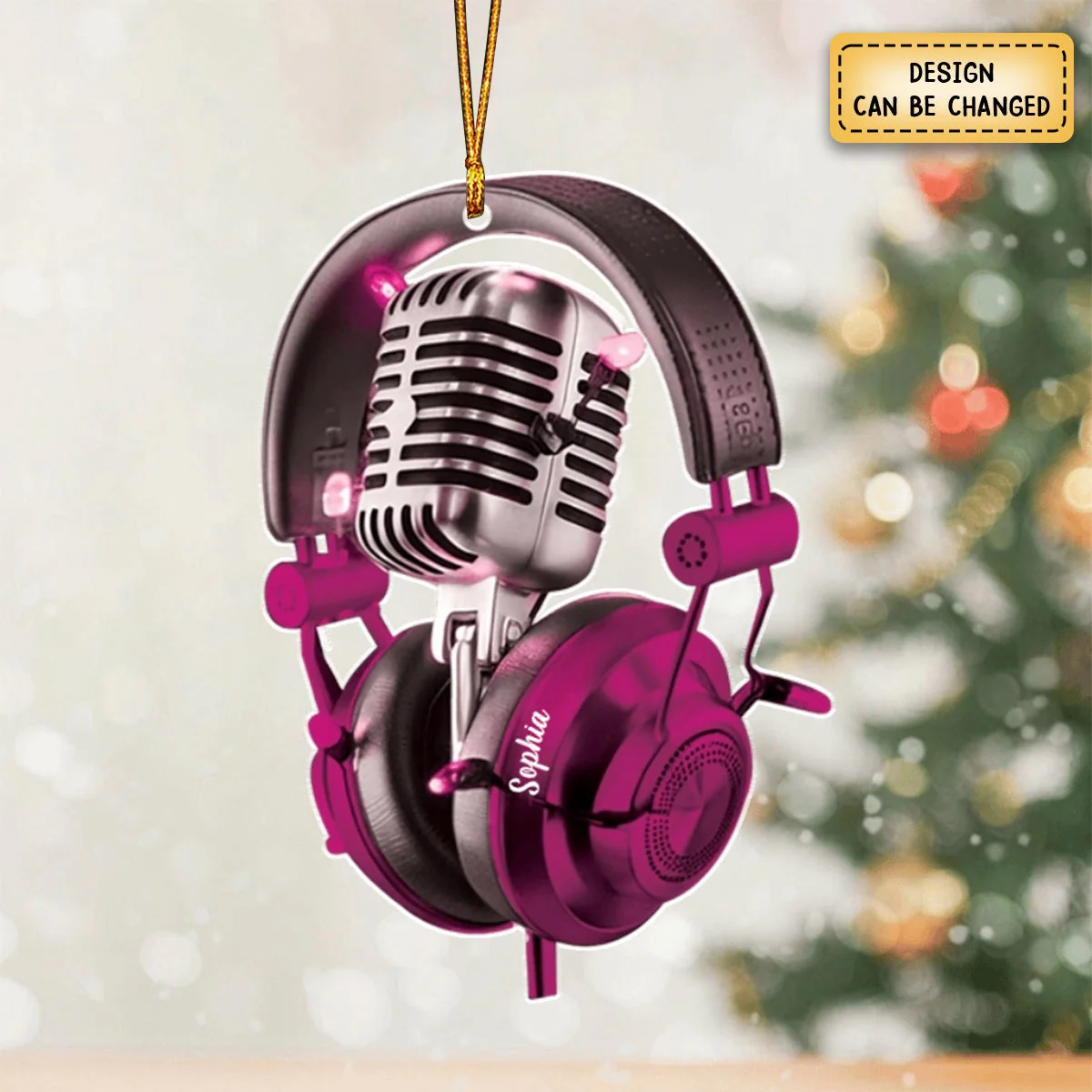 Personalized Microphone Christmas Ornament, Gift For Sing Lover - Image 3