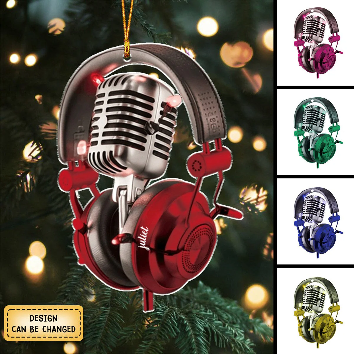 Personalized Microphone Christmas Ornament, Gift For Sing Lover - Image 4