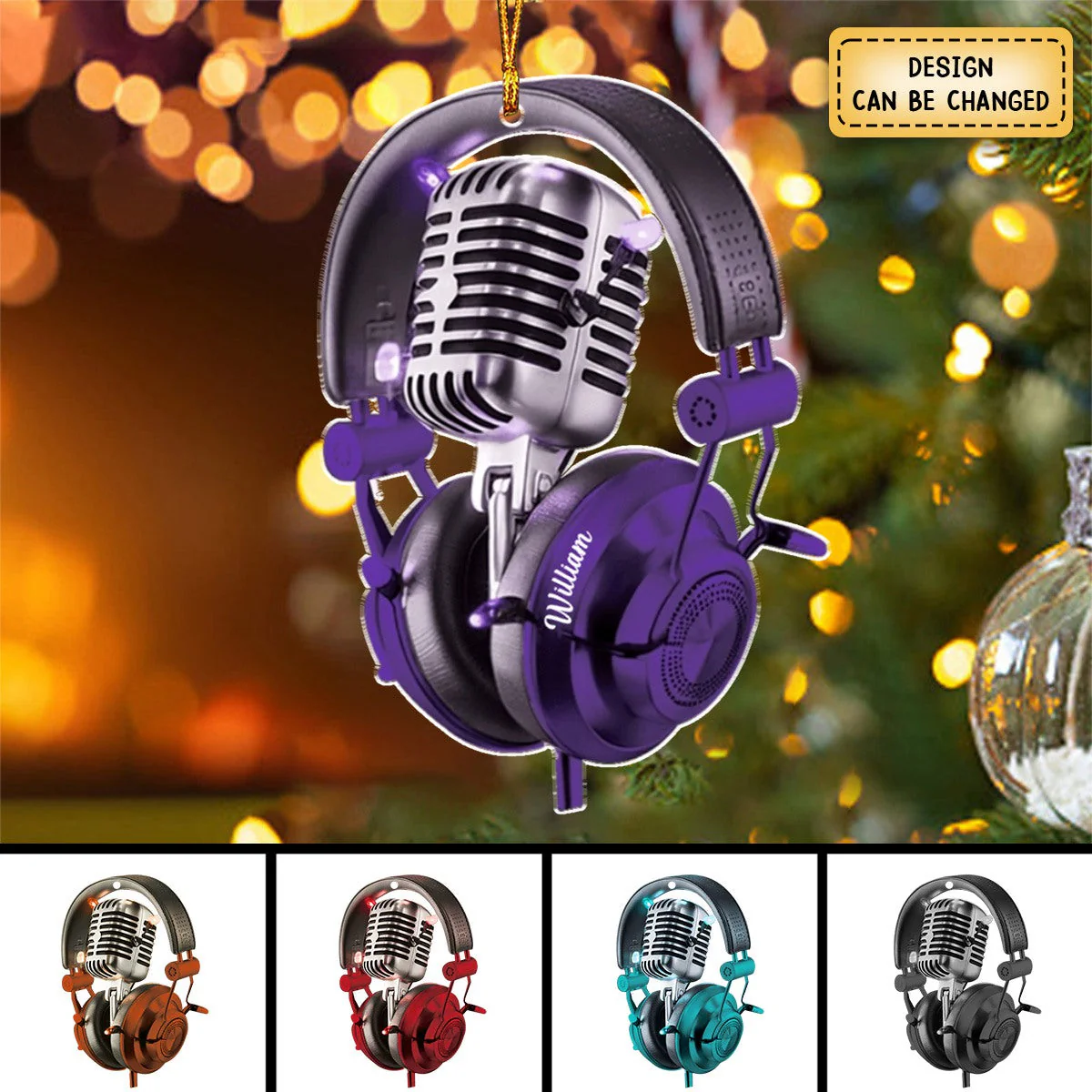 Personalized Microphone Christmas Ornament, Gift For Sing Lover - Image 5
