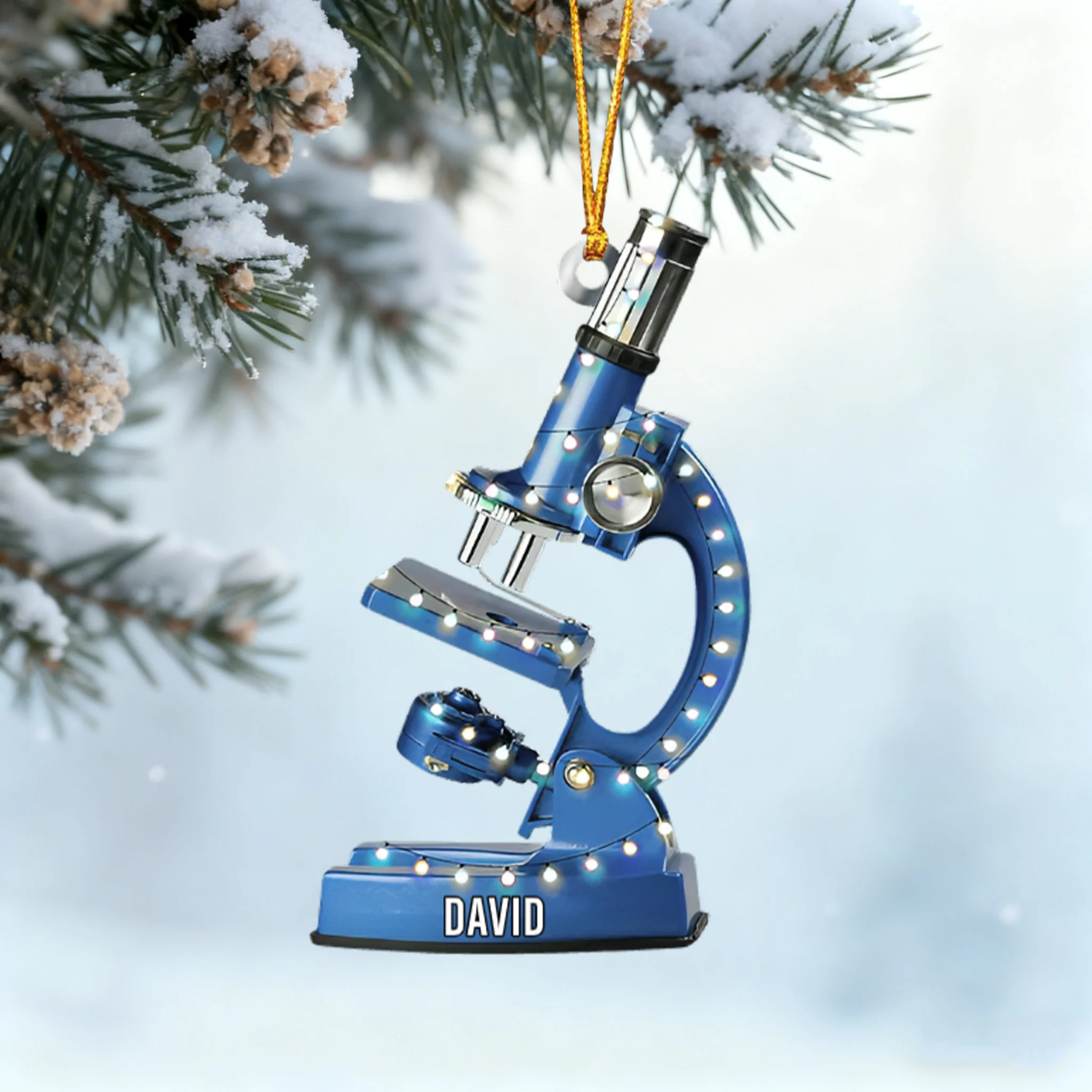 Personalized Microscope Christmas Ornament, Gift for Scientist - Image 4