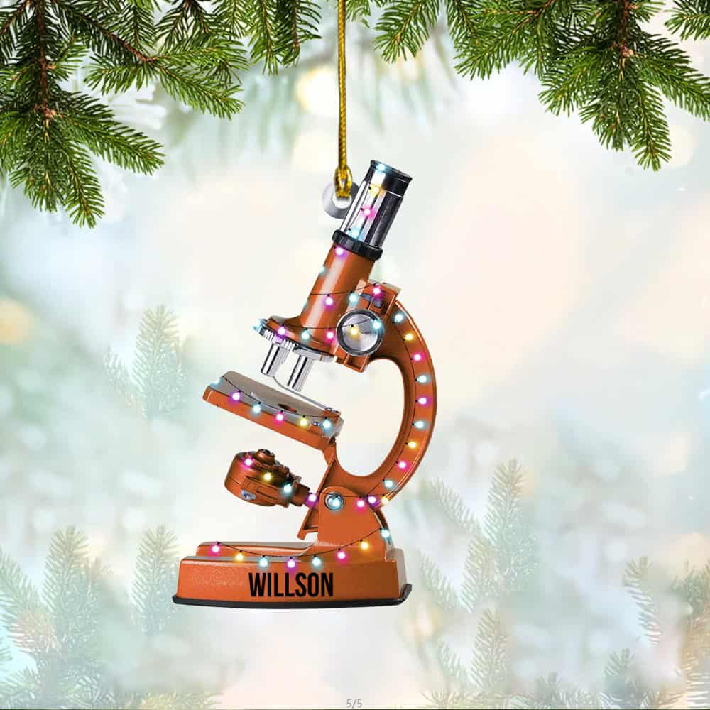 Personalized Microscope Christmas Ornament, Gift for Scientist - Image 5