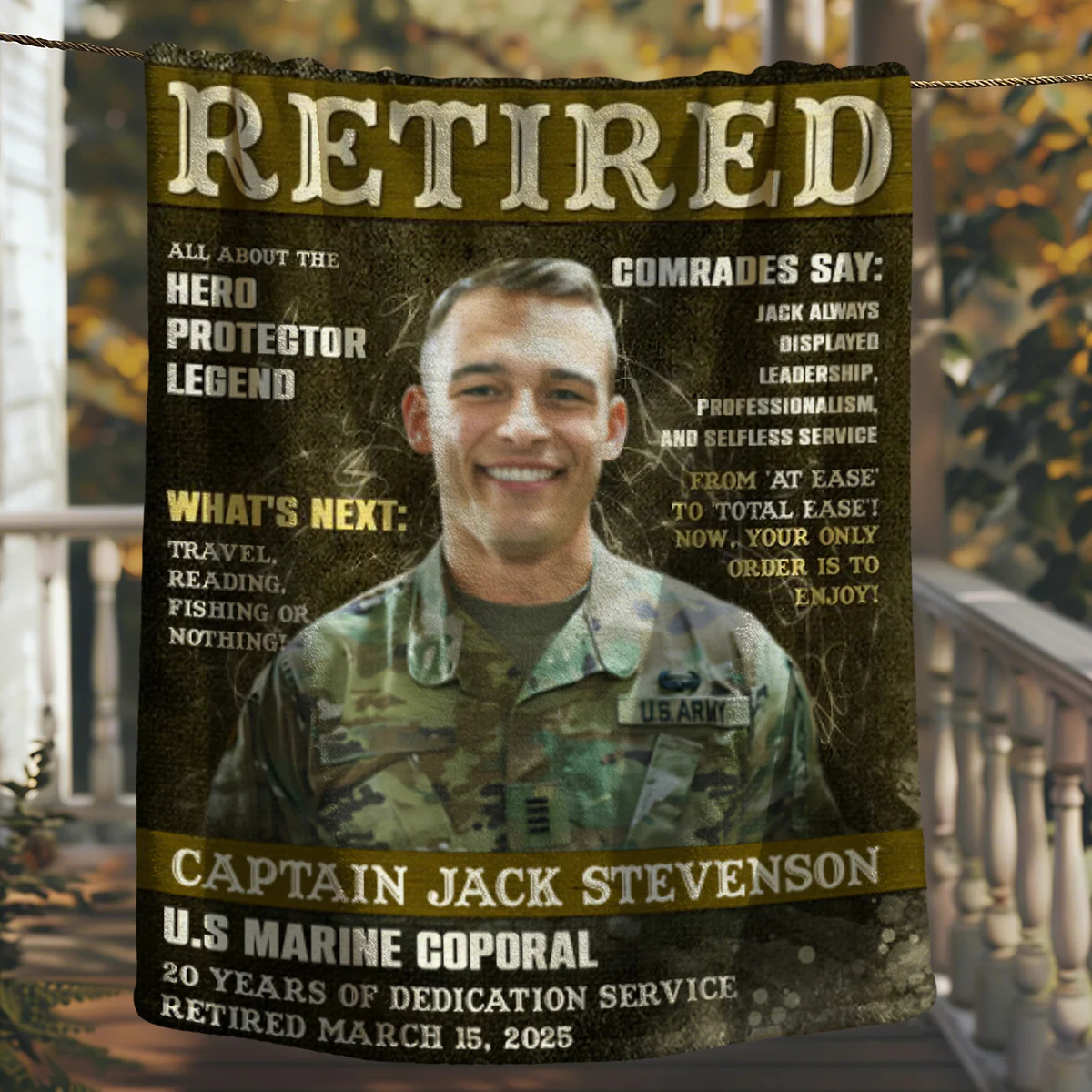 Personalized Military Retirement Magazine Cover Blanket, Army Retirement Gift, Military Gift - Image 3