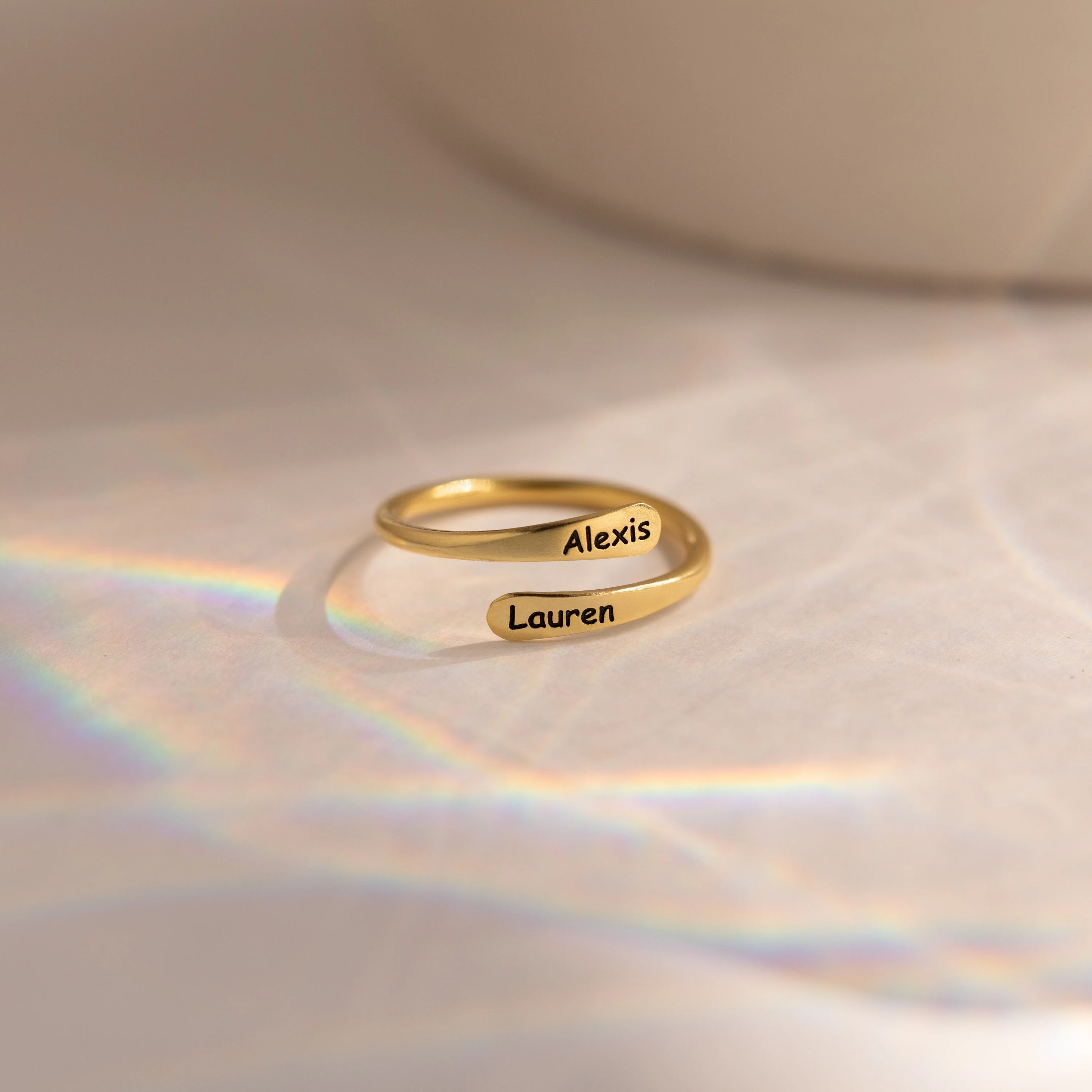 Personalized Minimalist Circular Border Open Ring Gift For Mother, Couple - Image 2