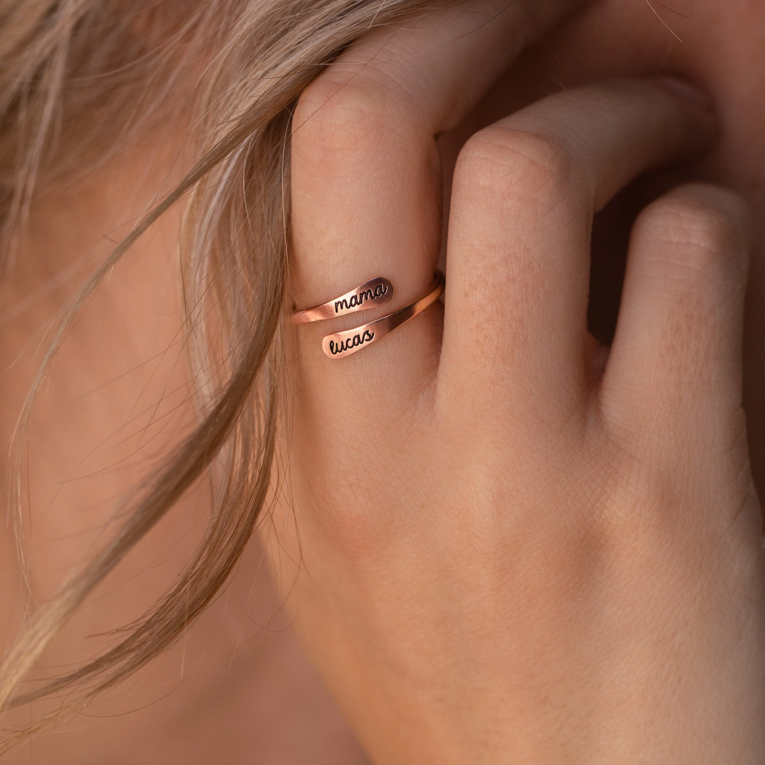 Personalized Minimalist Circular Border Open Ring Gift For Mother, Couple - Image 3