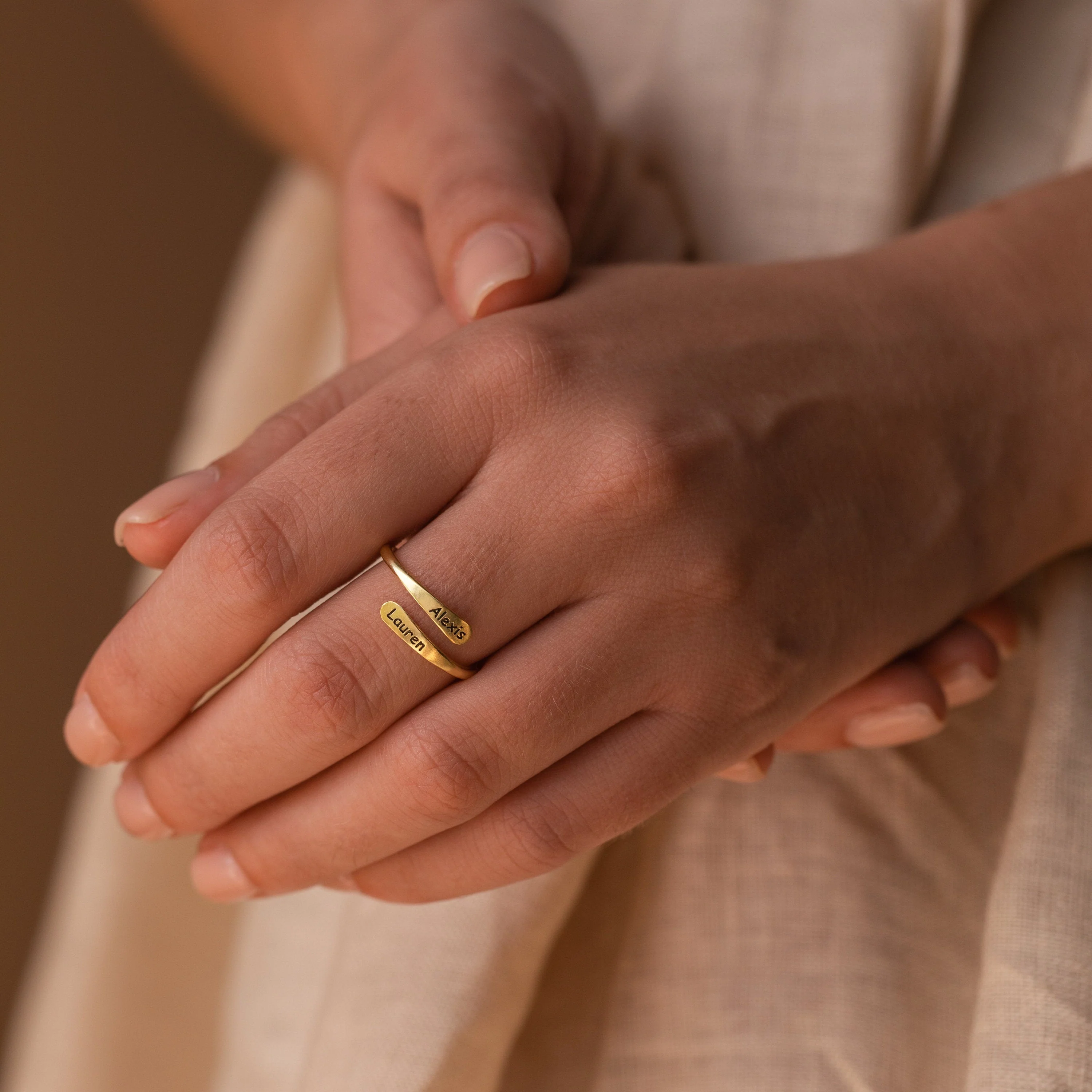 Personalized Minimalist Circular Border Open Ring Gift For Mother, Couple - Image 4