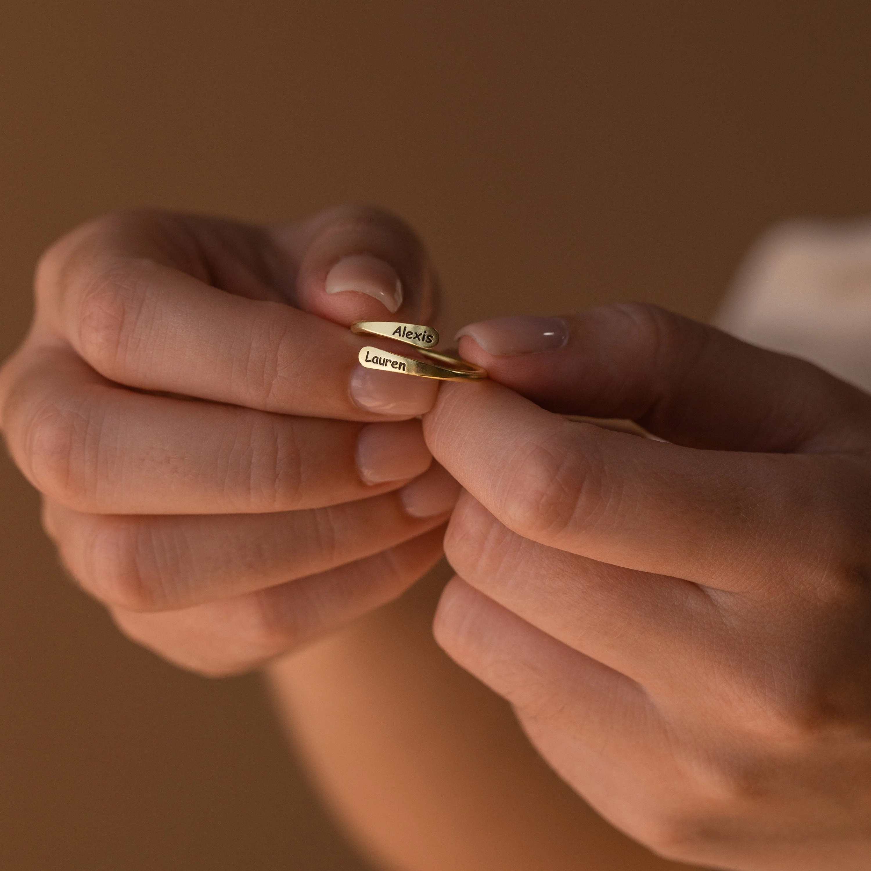 Personalized Minimalist Circular Border Open Ring Gift For Mother, Couple - Image 5