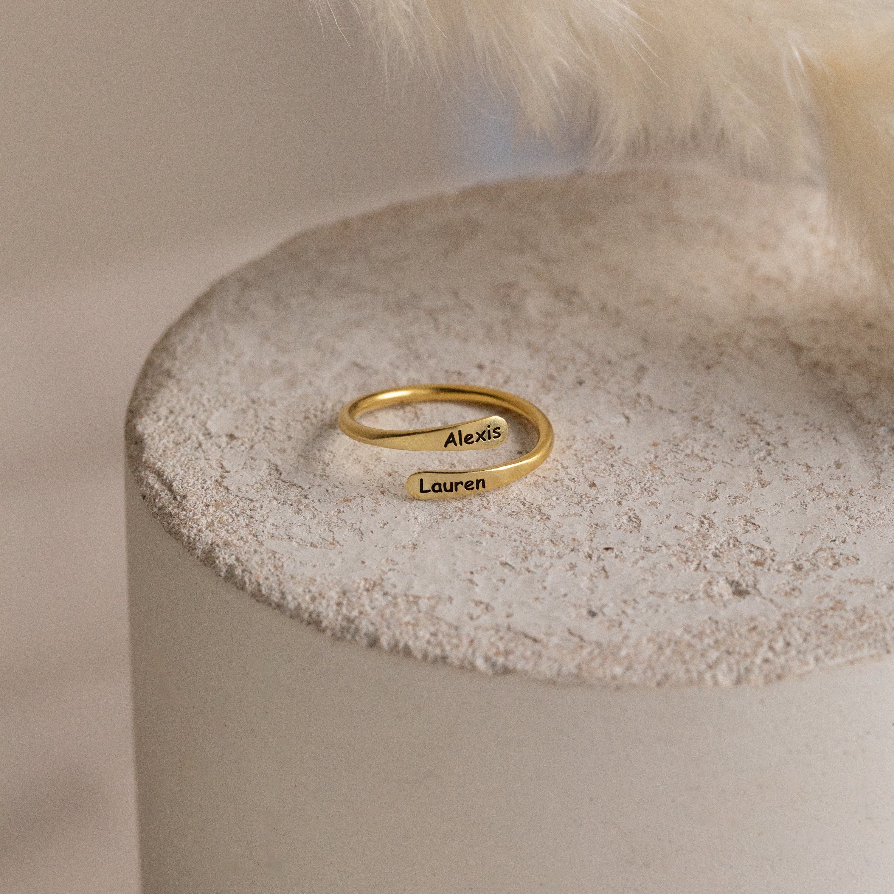 Personalized Minimalist Circular Border Open Ring Gift For Mother, Couple - Image 6