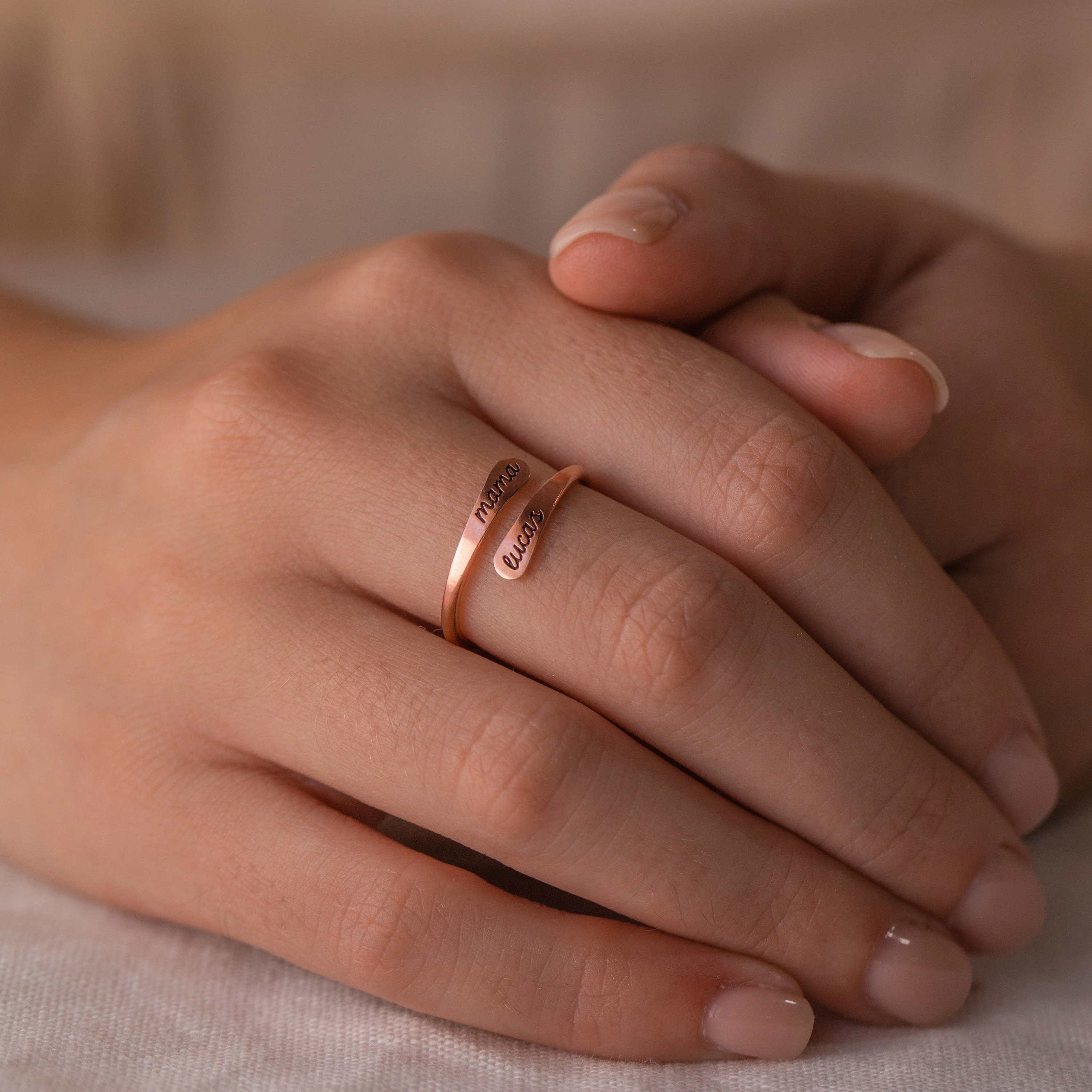 Personalized Minimalist Circular Border Open Ring Gift For Mother, Couple - Image 7