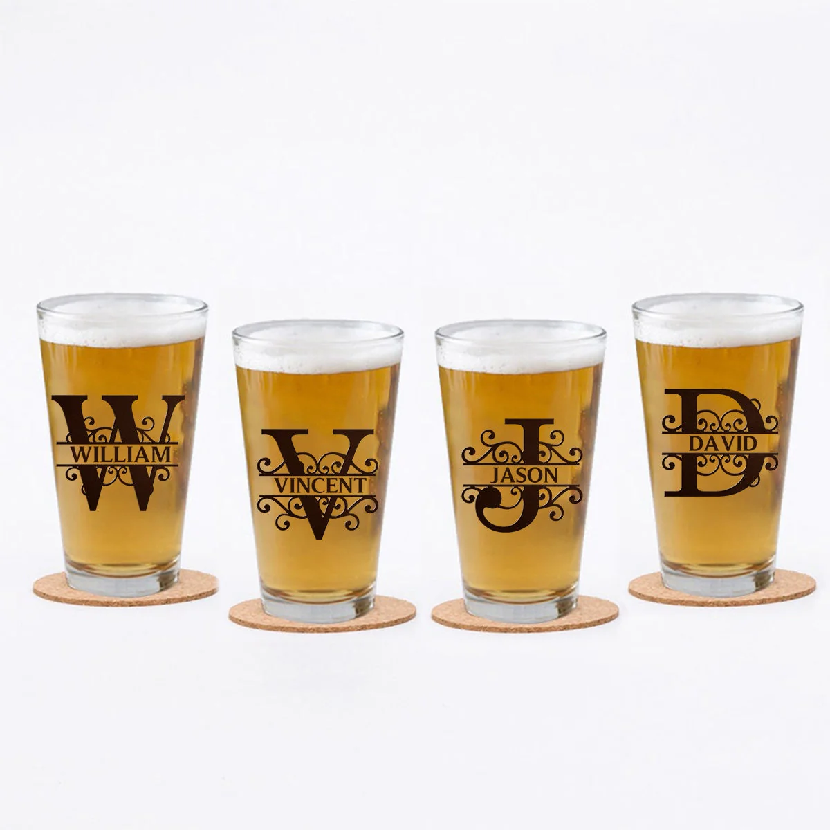 Personalized Minimalist Monogram Vintage Style Beer Glass - Image 3