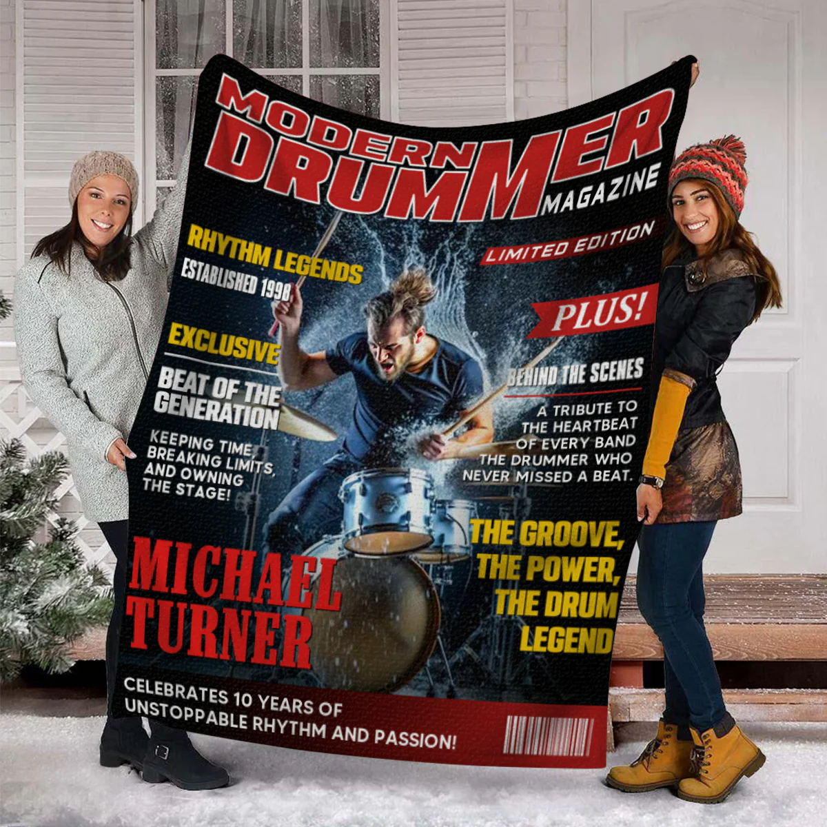 Personalized Modern Drummer Magazine Cover Blanket, Cool Gift For Music Lover, Drummer Gift - Image 5