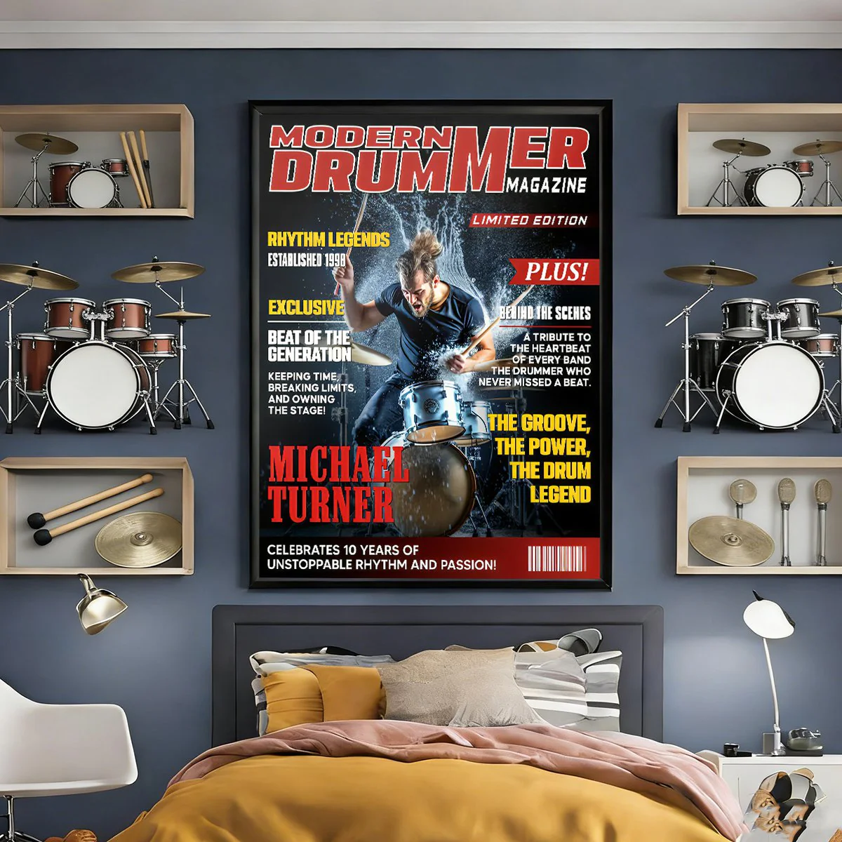 Personalized Modern Drummer Magazine Cover Poster, Cool Gift For Music Lover, Drummer Gift - Image 3