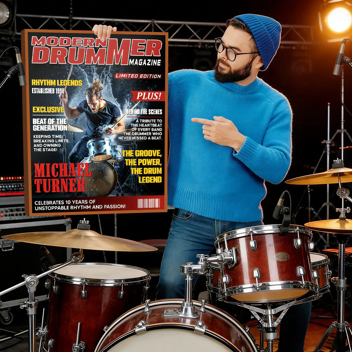 Personalized Modern Drummer Magazine Cover Poster, Cool Gift For Music Lover, Drummer Gift - Image 7