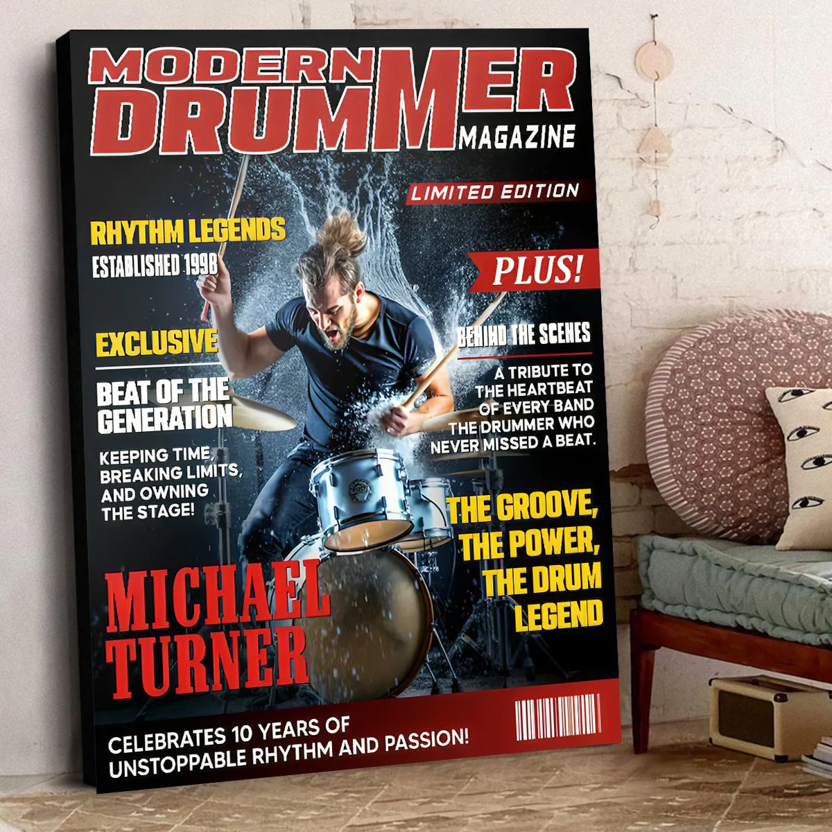 Personalized Modern Drummer Magazine Cover Poster, Cool Gift For Music Lover, Drummer Gift - Image 8