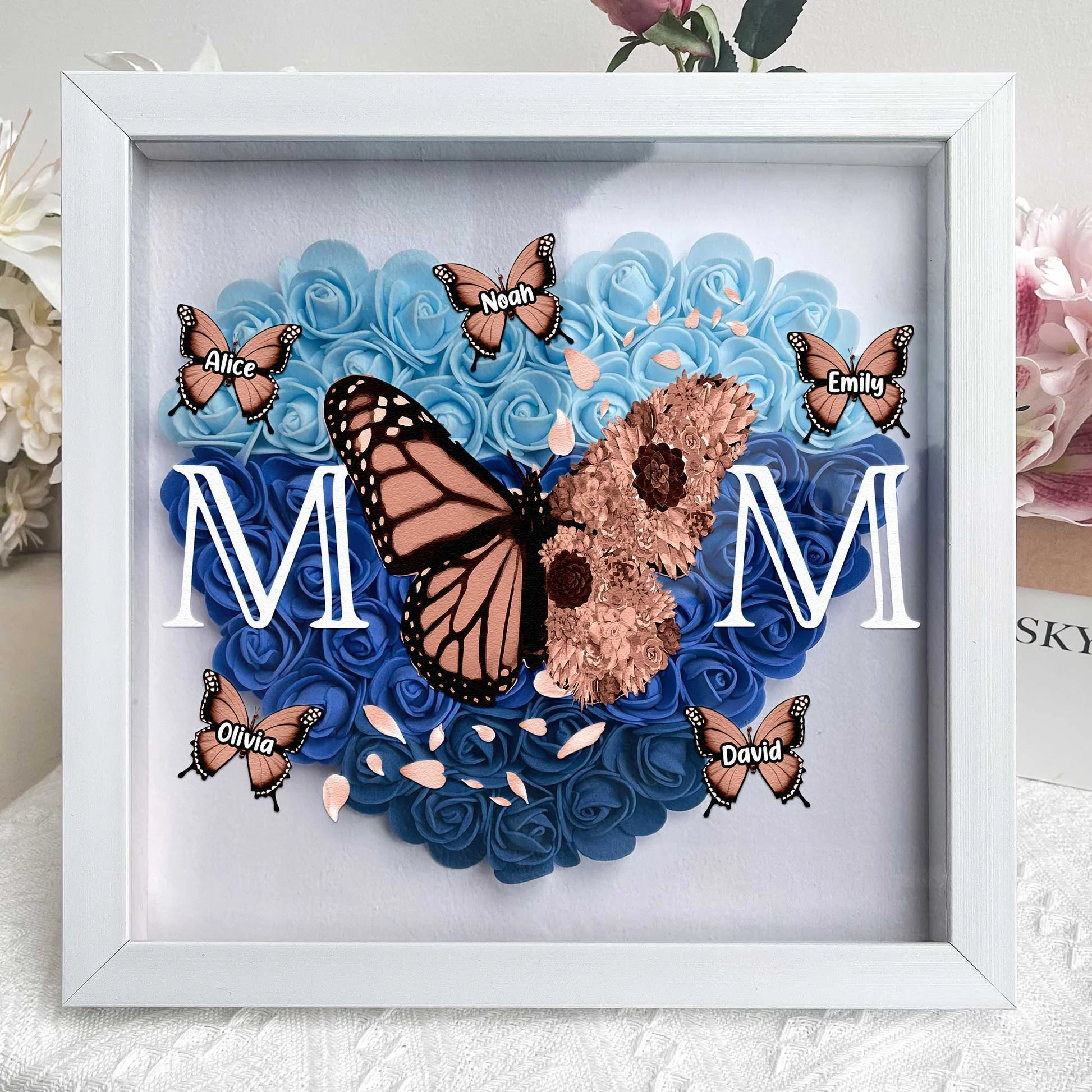 Personalized Mom Butterfly Flower Shadow Box - Image 3