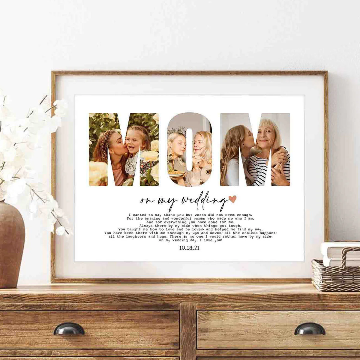 Personalized Mom/Dad/Sis on my wedding Photo Frame, Custom Photo Collage Poster - Image 2