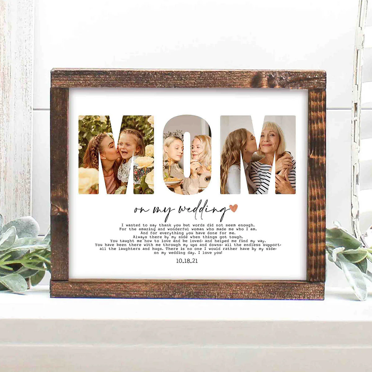 Personalized Mom/Dad/Sis on my wedding Photo Frame, Custom Photo Collage Poster - Image 3