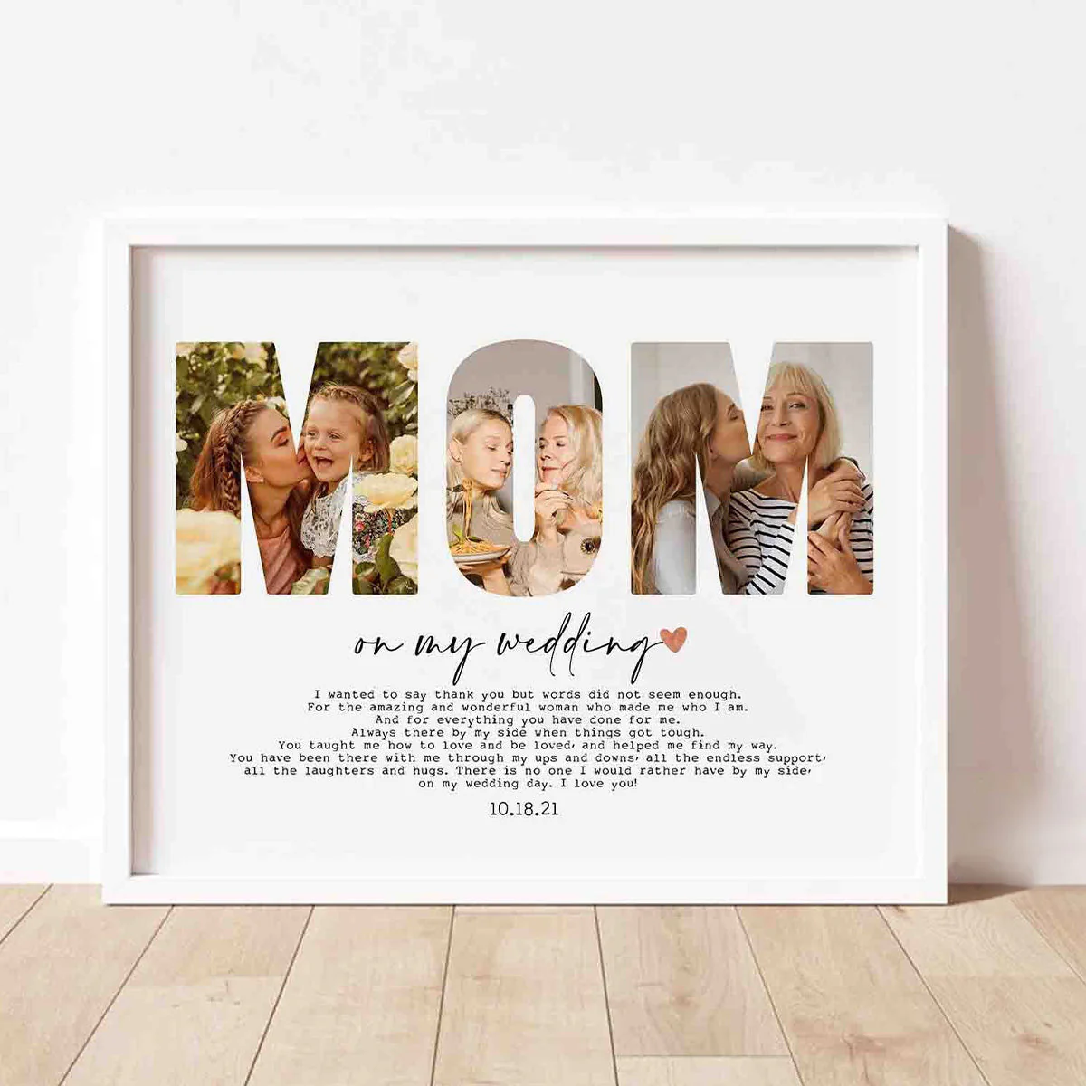 Personalized Mom/Dad/Sis on my wedding Photo Frame, Custom Photo Collage Poster - Image 5