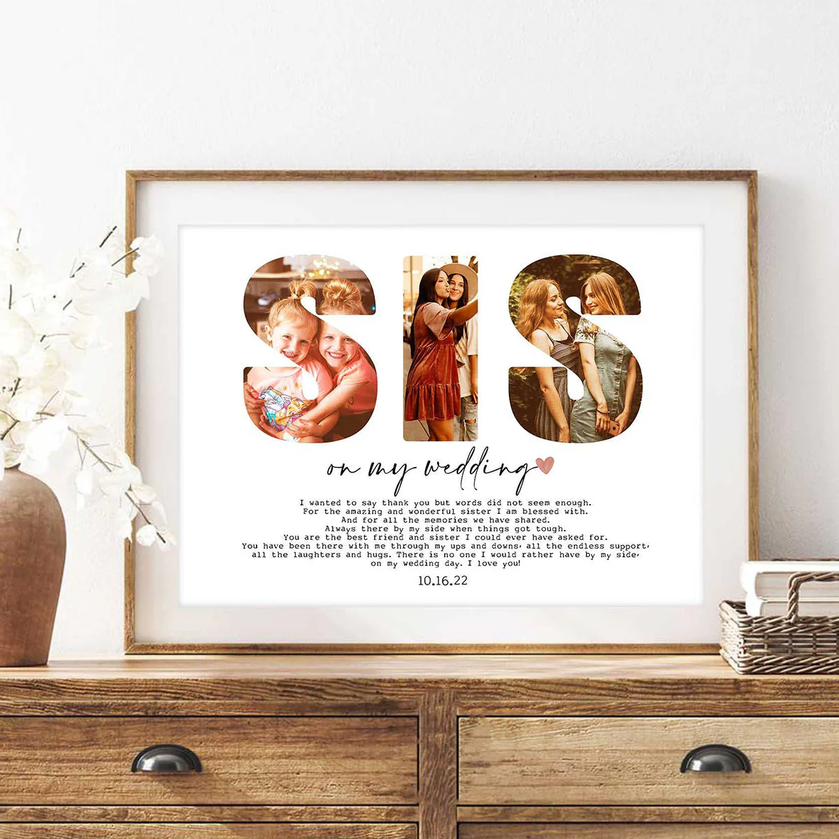Personalized Mom/Dad/Sis on my wedding Photo Frame, Custom Photo Collage Poster - Image 6