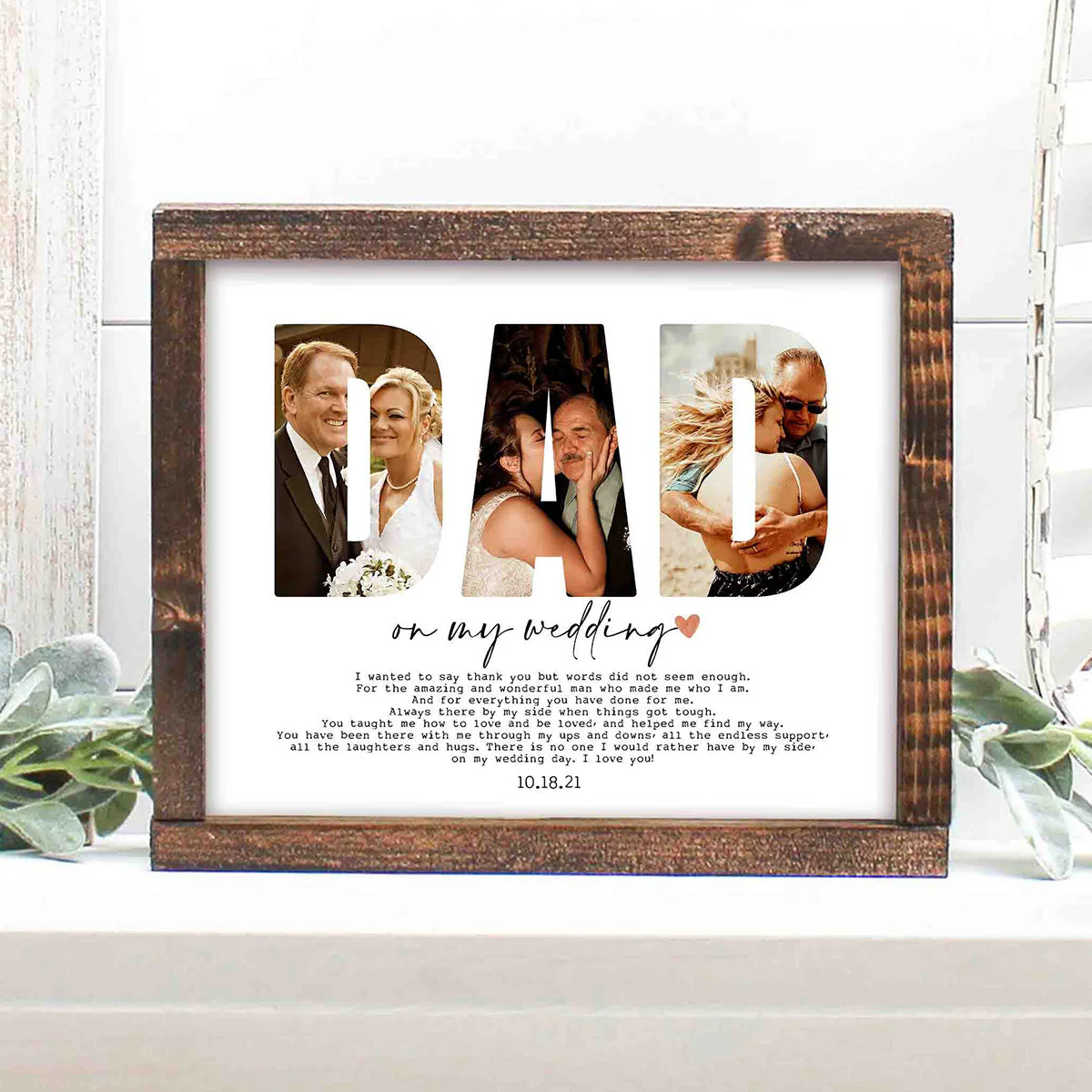 Personalized Mom/Dad/Sis on my wedding Photo Frame, Custom Photo Collage Poster - Image 8