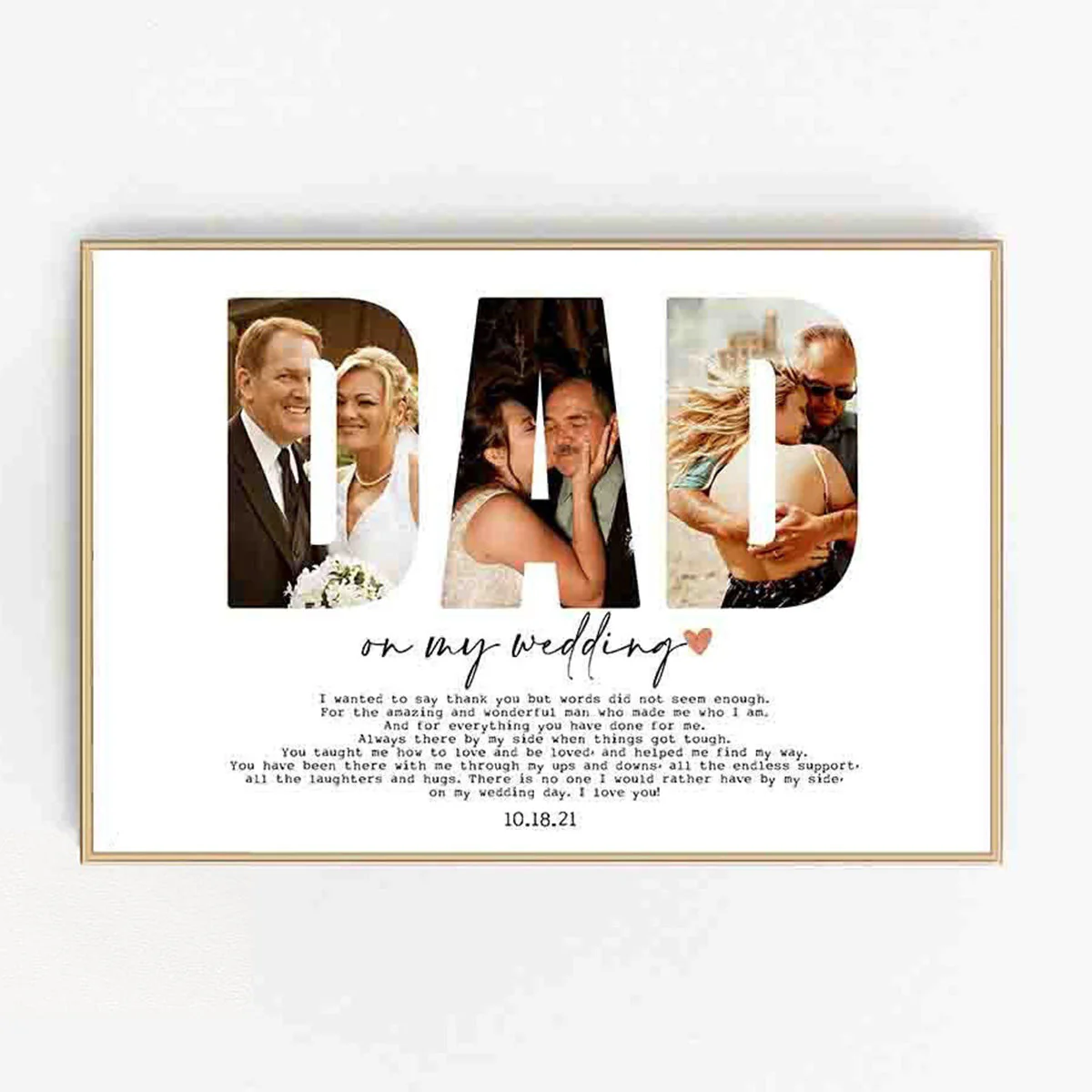 Personalized Mom/Dad/Sis on my wedding Photo Frame, Custom Photo Collage Poster - Image 9