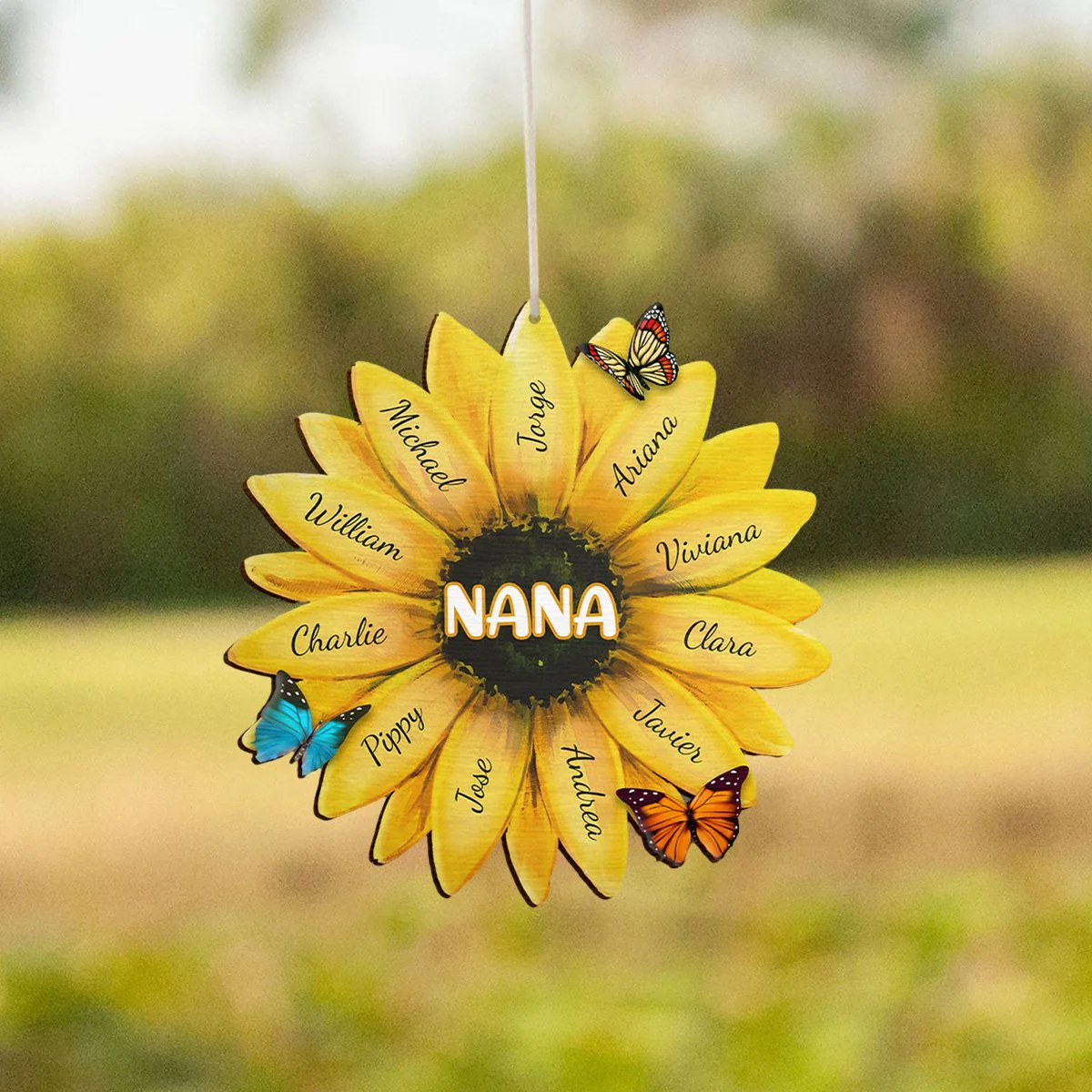 Personalized Mom Grandma Family Sunflower Wind Chimes - Image 4