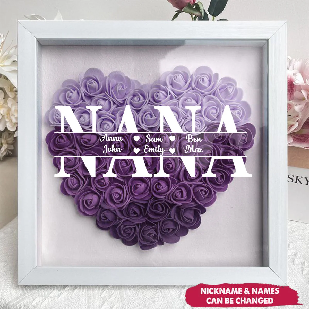 Personalized Mom Grandma Flower Shadow Box With Name - Image 2