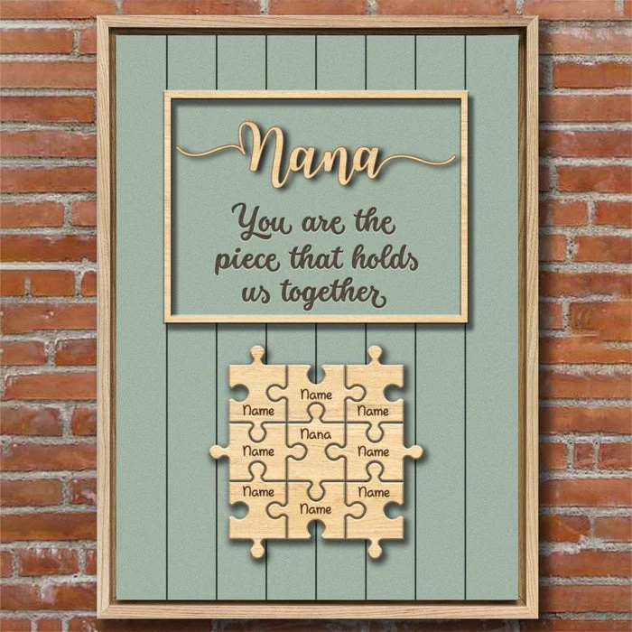 Personalized Mom & Grandma Puzzle Family Canvas Poster - Image 2