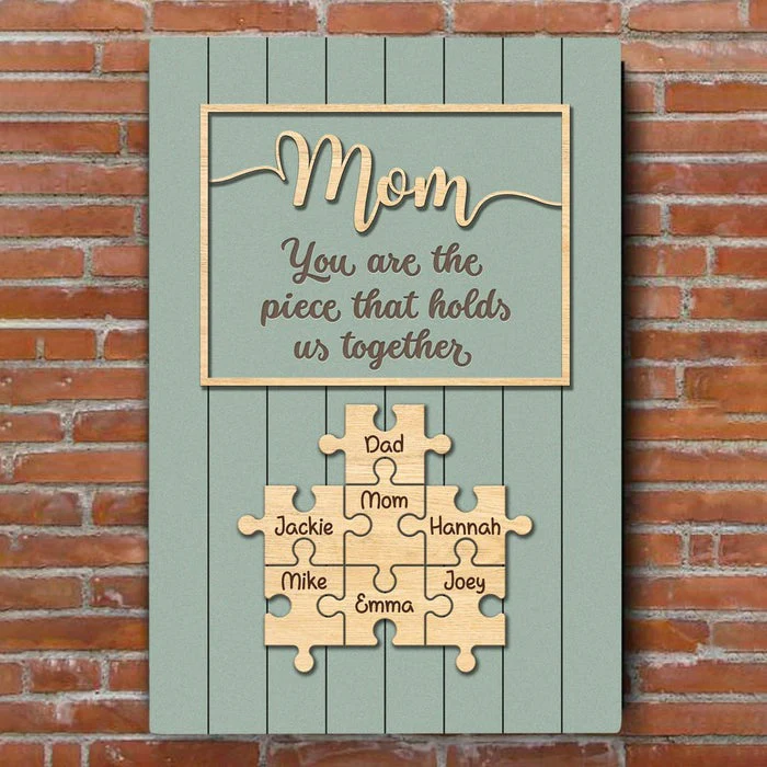 Personalized Mom & Grandma Puzzle Family Canvas Poster - Image 3