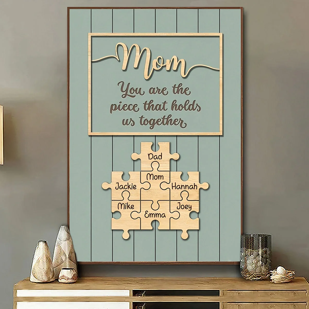 Personalized Mom & Grandma Puzzle Family Canvas Poster - Image 4