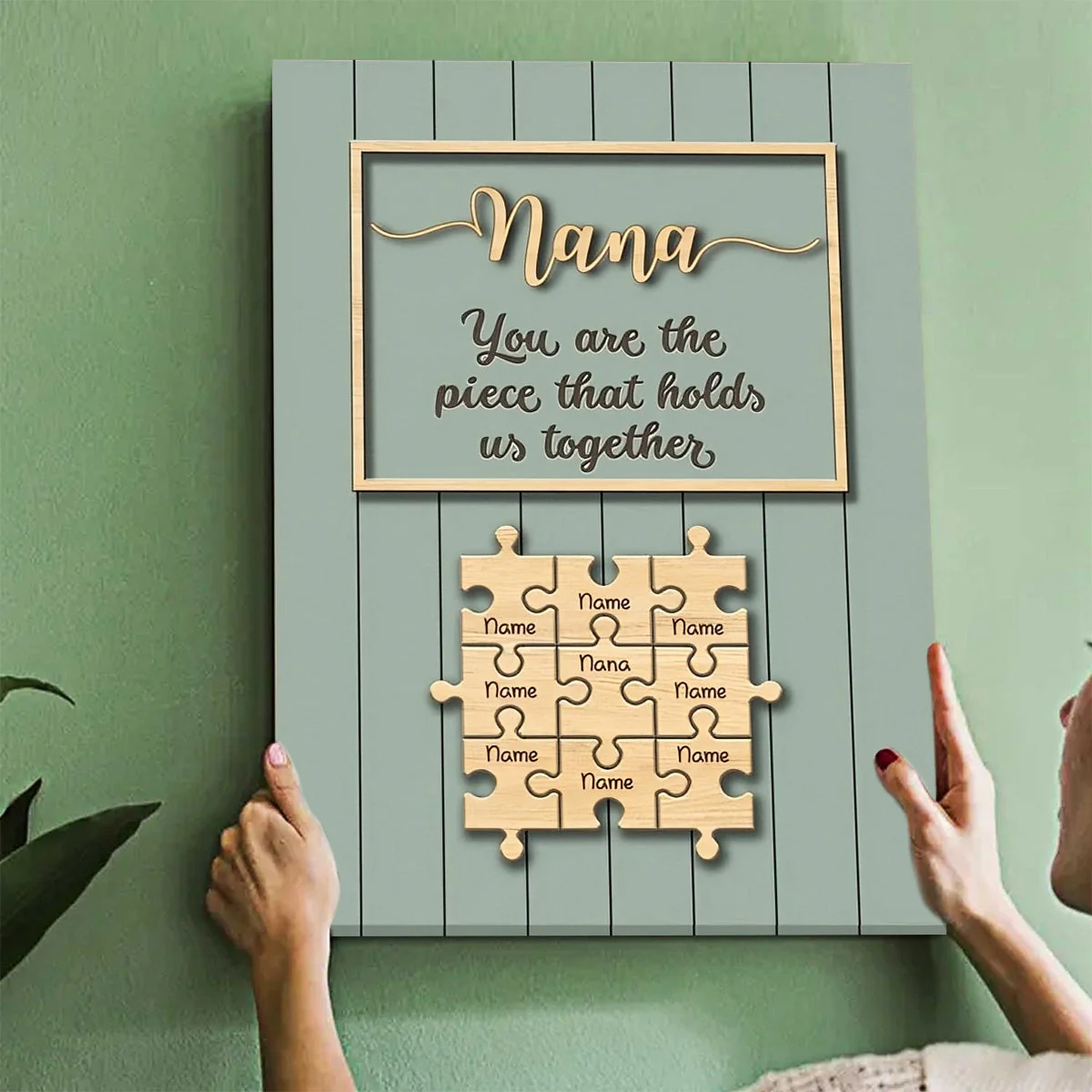 Personalized Mom & Grandma Puzzle Family Canvas Poster - Image 5