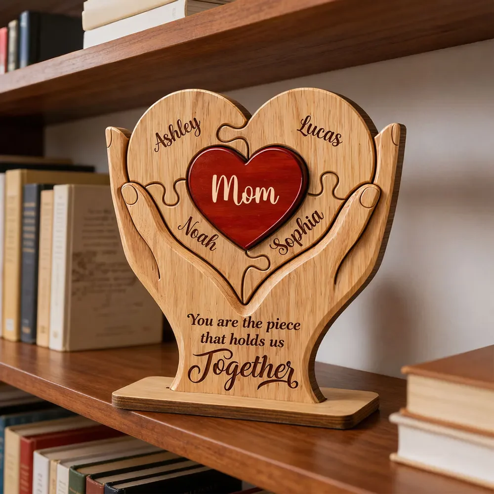 Personalized "Mom, the Piece That Holds Us Together" Wooden Plaque – Mother's Day Gift For Mom & Wife - Image 8