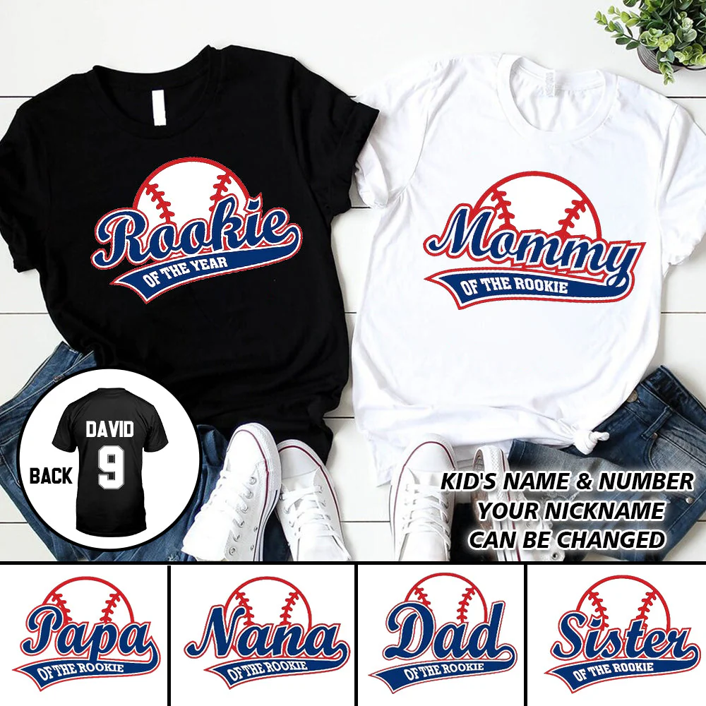 Personalized Mommy Daddy of the Rookie Baseball T-shirt - Image 2