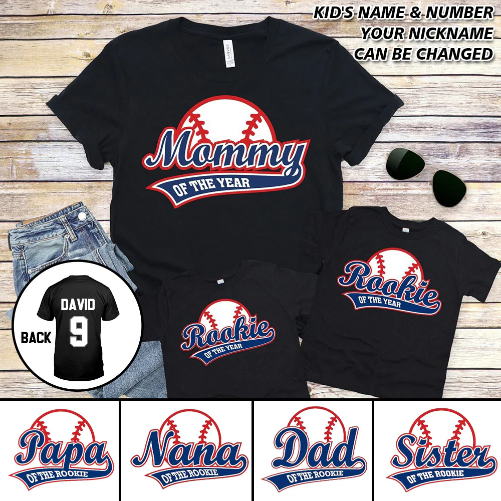 Personalized Mommy Daddy of the Rookie Baseball T-shirt - Image 3