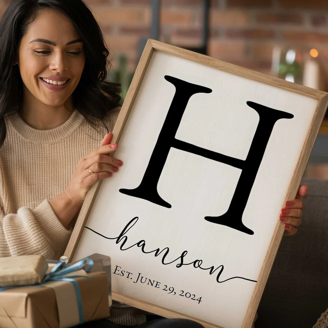 Personalized Monogram Family Name Sign Canvas Poster - Image 2